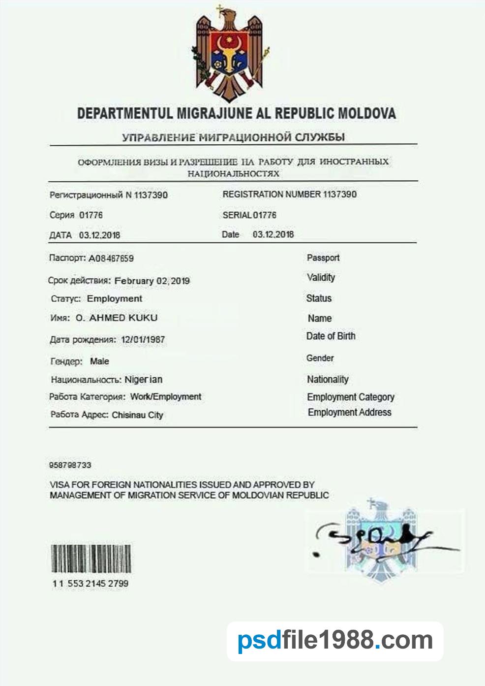 Moldova Work Permit